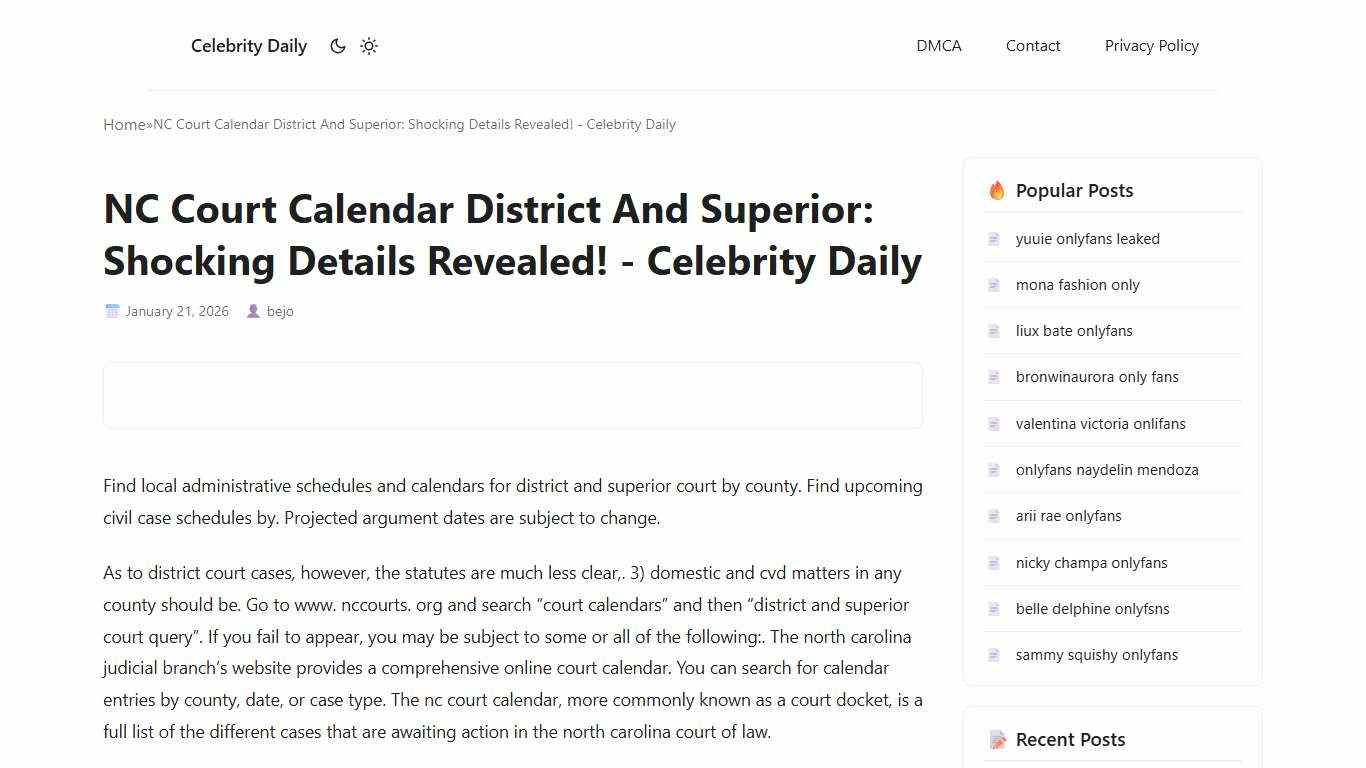NC Court Calendar District And Superior: Shocking Details Revealed! - Celebrity Daily