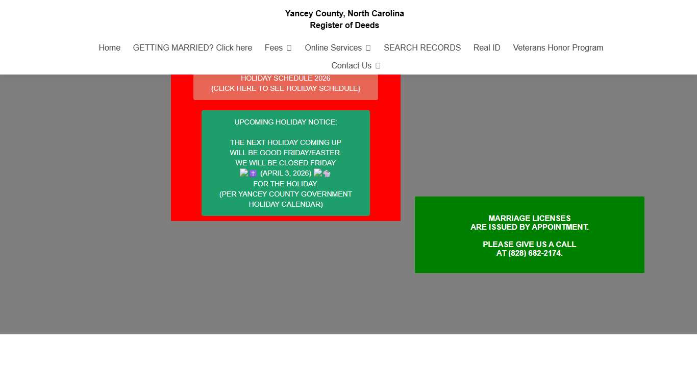 Yancey County, North Carolina – Register of Deeds